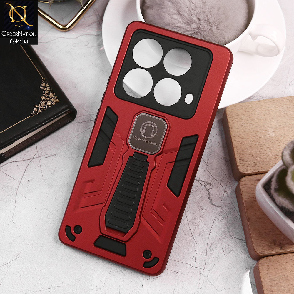 Infinix Note 40 Cover - Red - Luxury Hybrid Shockproof Magnet Adsorption Stand Case