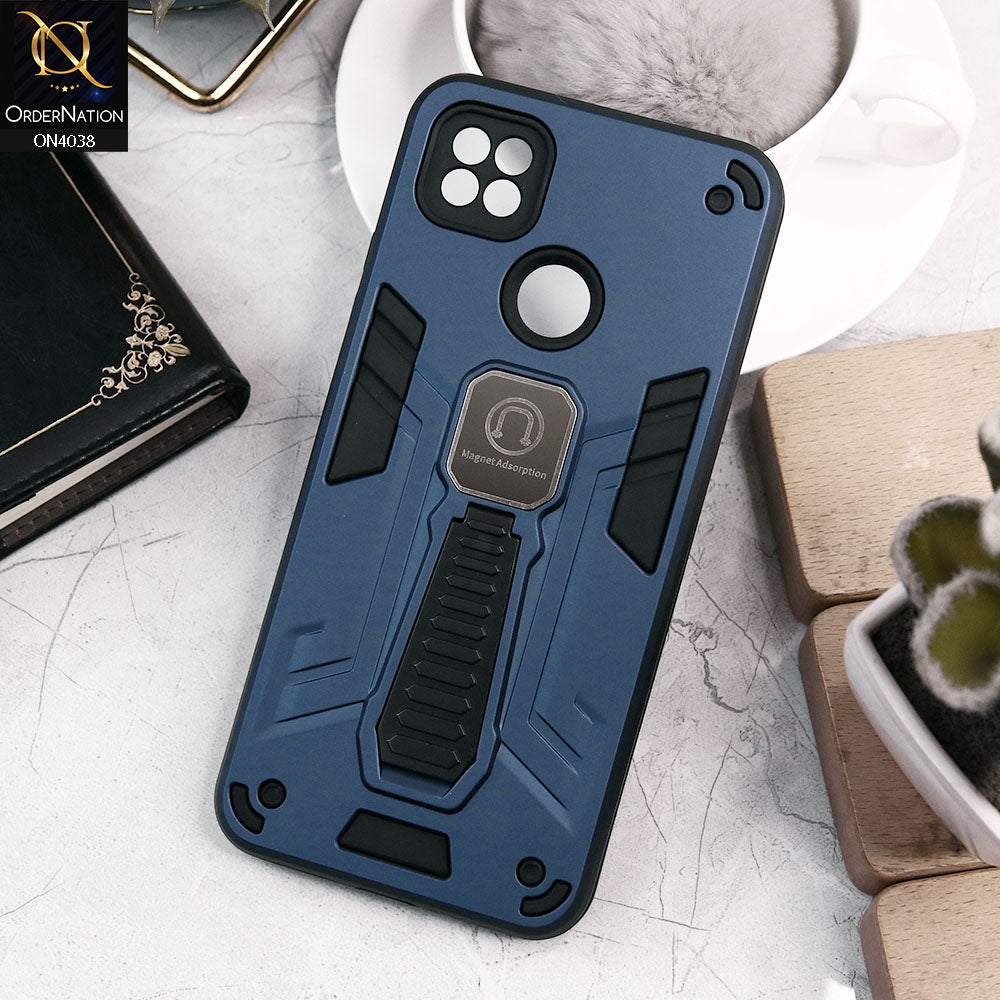 Xiaomi Redmi 10A Cover - Midnight Blue - Luxury Hybrid Shockproof Magnet Adsorption Stand Case