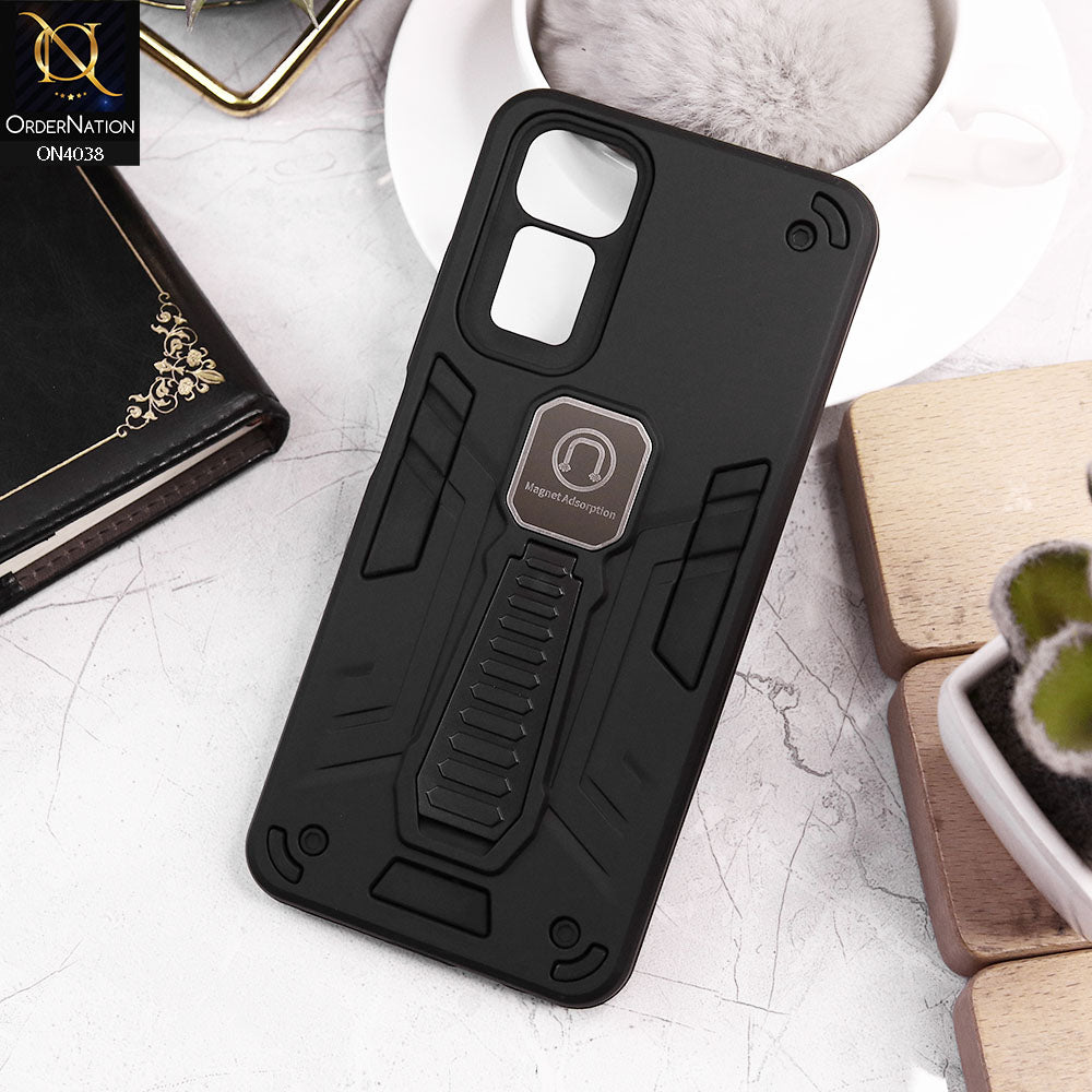 Xiaomi Redmi Note 11S Cover - Black - Luxury Hybrid Shockproof Magnet Adsorption Stand Case