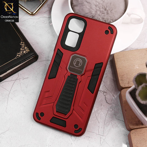 Xiaomi Redmi Note 11S Cover - Red - Luxury Hybrid Shockproof Magnet Adsorption Stand Case