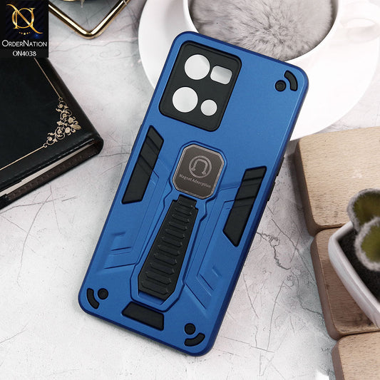 Oppo F21 Pro 4G Cover - Blue - Luxury Hybrid Shockproof Magnet Adsorption Stand Case