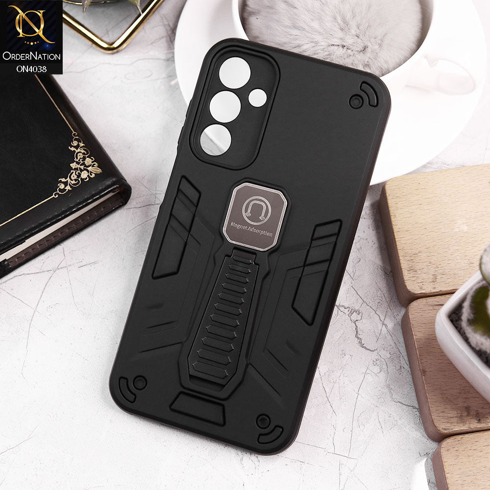 Samsung Galaxy A15 5G Cover - Black - Luxury Hybrid Shockproof Magnet Adsorption Stand Case
