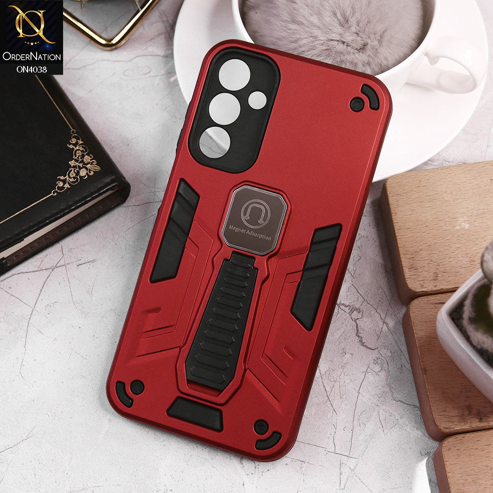 Samsung Galaxy A15 5G Cover - Red - Luxury Hybrid Shockproof Magnet Adsorption Stand Case