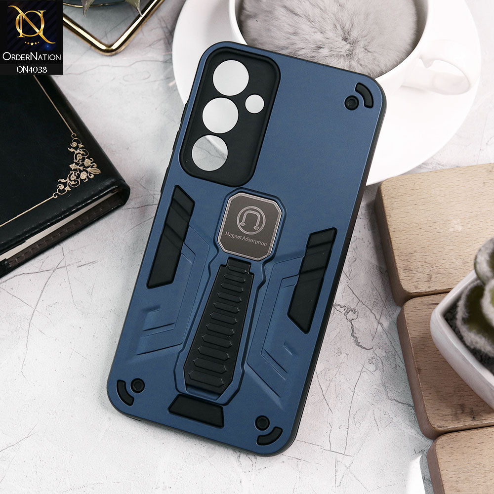 Samsung Galaxy A24 4G Cover - Midnight Blue - Luxury Hybrid Shockproof Magnet Adsorption Stand Case