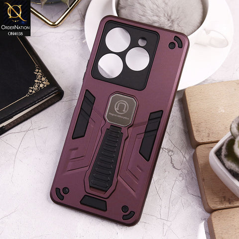 Infinix Smart 8 HD Cover - Burgundy - Luxury Hybrid Shockproof Magnet Adsorption Stand Case