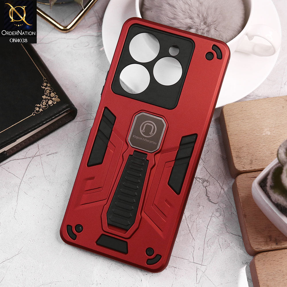 Infinix Smart 8 Cover - Red - Luxury Hybrid Shockproof Magnet Adsorption Stand Case