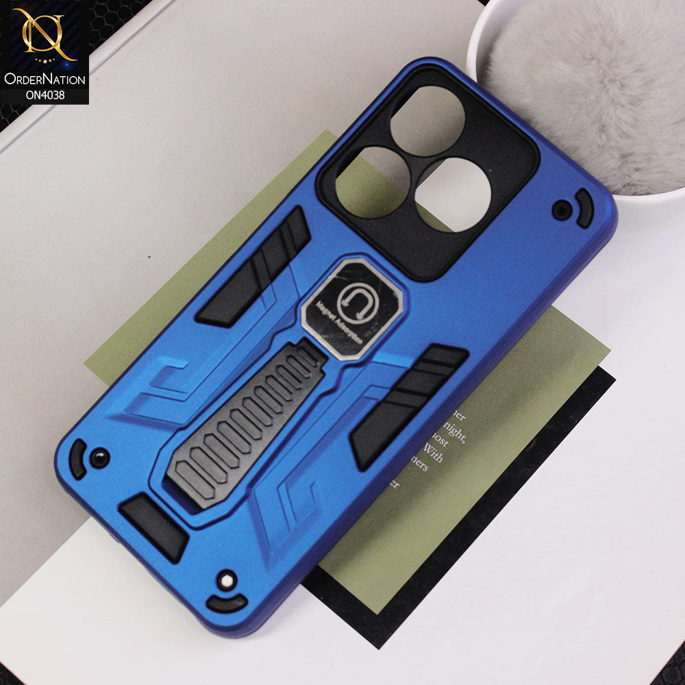 Tecno Spark 10 Cover - Blue - Luxury Hybrid Shockproof Magnet Adsorption Stand Case