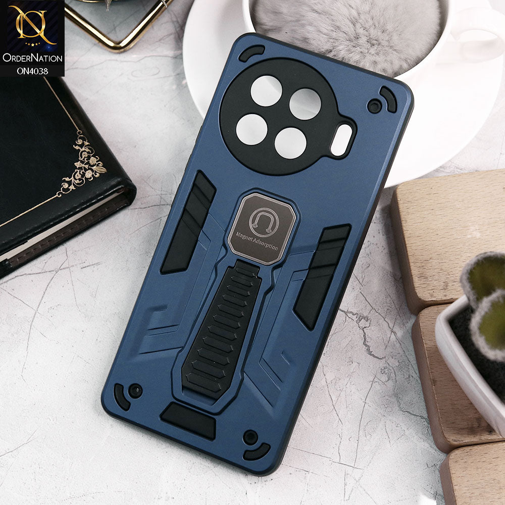 Tecno Spark 20 Pro Plus Cover - Midnight Blue - Luxury Hybrid Shockproof Magnet Adsorption Stand Case