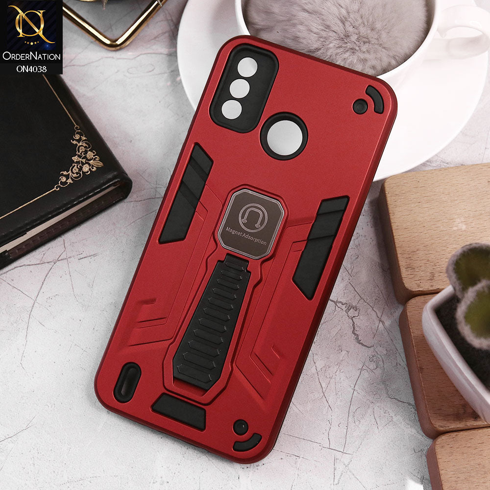 Tecno Spark Go 2020 Cover - Red - Luxury Hybrid Shockproof Magnet Adsorption Stand Case