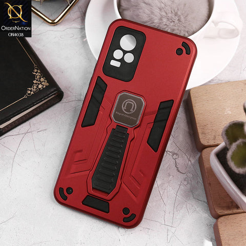 Vivo Y73 Cover - Red - Luxury Hybrid Shockproof Magnet Adsorption Stand Case