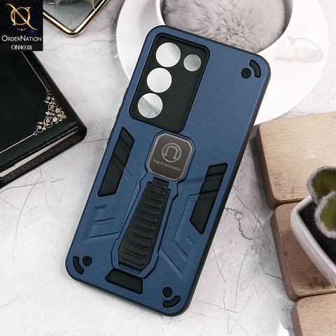 Vivo Y200e Cover - Midnight Blue - Luxury Hybrid Shockproof Magnet Adsorption Stand Case