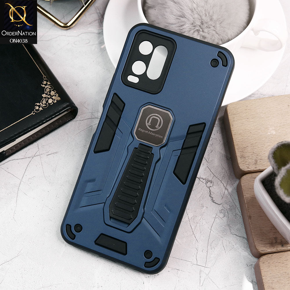 Vivo Y32 Cover - Midnight Blue - Luxury Hybrid Shockproof Magnet Adsorption Stand Case