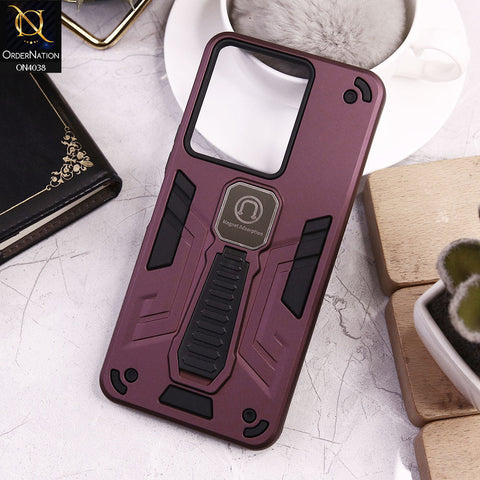 Vivo Y36 5G Cover - Burgundy - Luxury Hybrid Shockproof Magnet Adsorption Stand Case