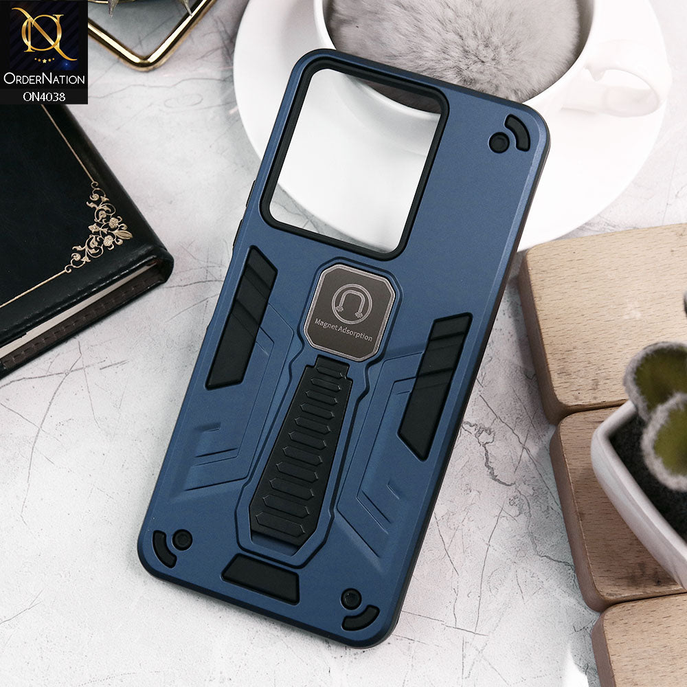 Vivo Y27s Cover - Midnight Blue - Luxury Hybrid Shockproof Magnet Adsorption Stand Case