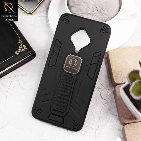 Vivo Y51 (2020 September) Cover - Black - Luxury Hybrid Shockproof Magnet Adsorption Stand Case