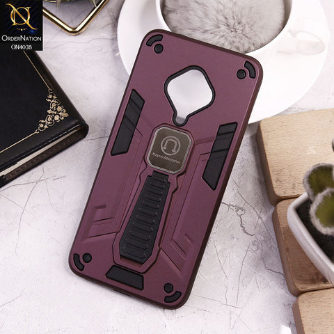 Vivo Y51 (2020 September) Cover - Burgundy - Luxury Hybrid Shockproof Magnet Adsorption Stand Case