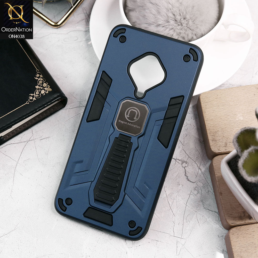 Vivo Y51 (2020 September) Cover - Midnight Blue - Luxury Hybrid Shockproof Magnet Adsorption Stand Case