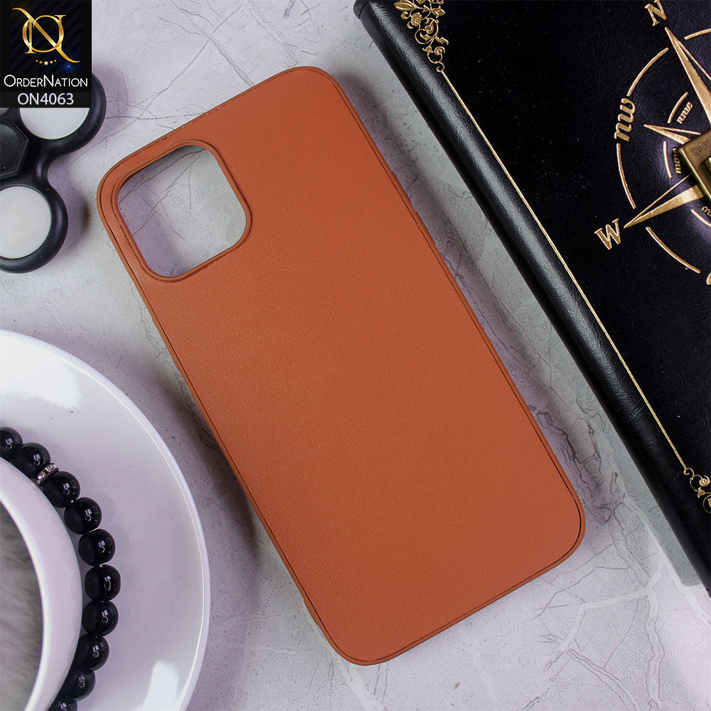 iPhone 14 Pro Max - Brown - Luxury Elegant Style Leather Soft Case With Camera Bumper Protection