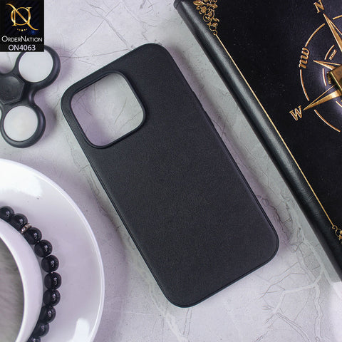iPhone 14 Pro- Black - Luxury Elegant Style Leather Soft Case With Camera Bumper Protection