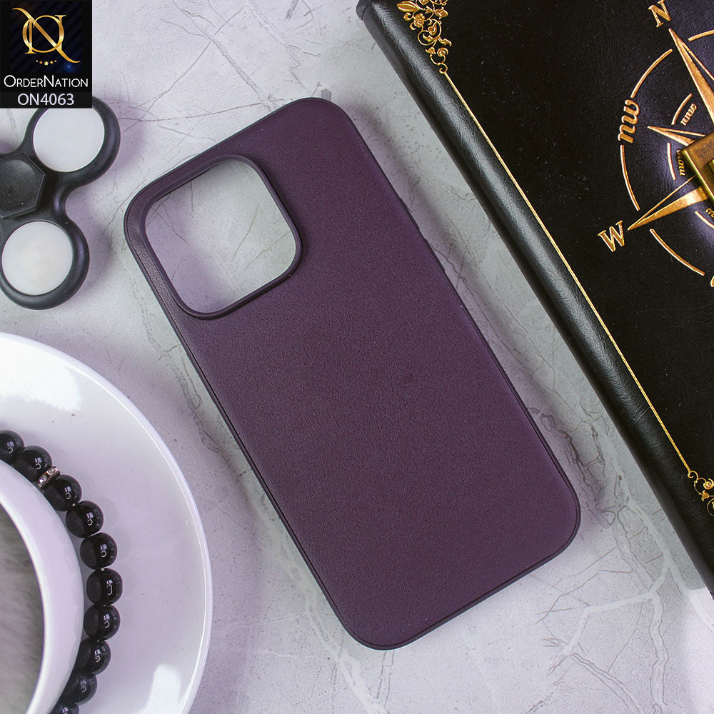 iPhone 14 Pro - Purple - Luxury Elegant Style Leather Soft Case With Camera Bumper Protection