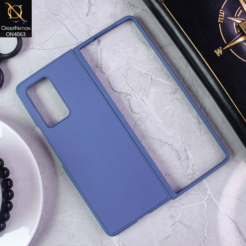 Samsung Galaxy Z Fold 2 5G - Sierra Blue - Luxury Elegant Style Leather Soft Case With Camera Bumper Protection
