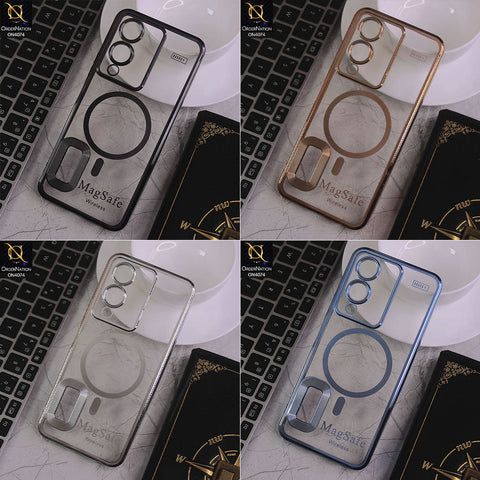 Infinix Hot 40i Cover - Silver - Electroplated Shiny Borders Soft Silicone Camera Protection Clear Case