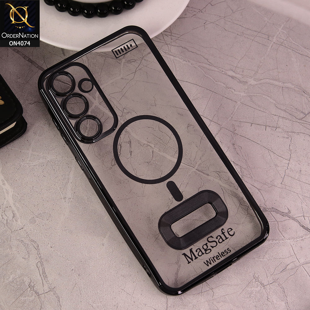 Samsung Galaxy A35 Cover - Black - Electroplated Shiny Borders Soft Silicone Camera Protection Clear Case