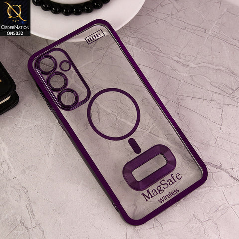 Samsung Galaxy A35 Cover - Deep Purple - Electroplated Shiny Borders Soft Silicone Camera Protection Clear Case