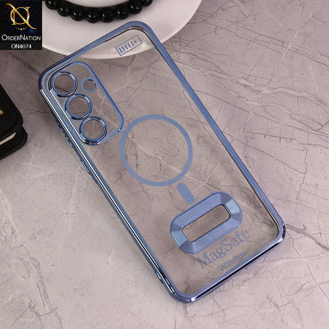 Samsung Galaxy A35 Cover - Sierra Blue - Electroplated Shiny Borders Soft Silicone Camera Protection Clear Case