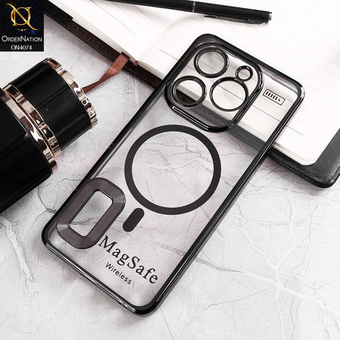 Tecno Spark 20 Cover - Black - Electroplated Shiny Borders Soft Silicone Camera Protection Clear Case