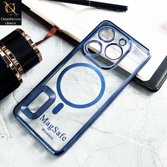 Tecno Pop 8 Cover - Blue - Electroplated Shiny Borders Soft Silicone Camera Protection Clear Case