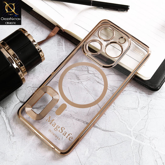 Infinix Smart 8 Cover - Golden - Electroplated Shiny Borders Soft Silicone Camera Protection Clear Case