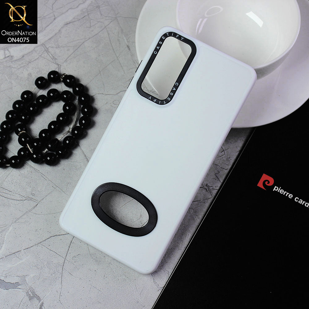 Samsung Galaxy S20 FE Cover - White - New Soft Silicon Fashion Case With Fancy Camera Ring & Logo Hole