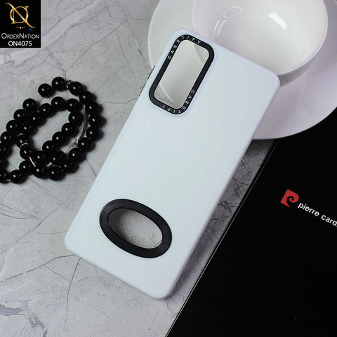 Samsung Galaxy S20 FE Cover - White - New Soft Silicon Fashion Case With Fancy Camera Ring & Logo Hole