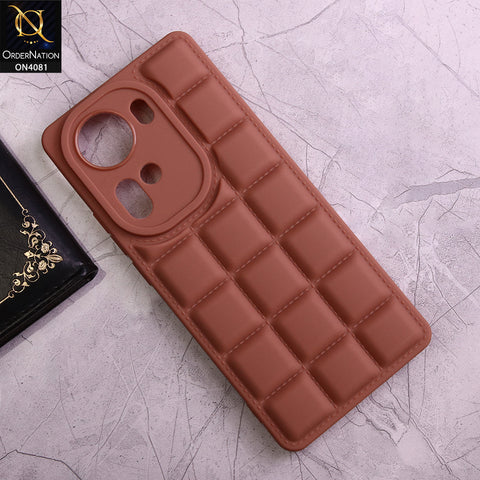 Oppo Reno 11 Cover - Brown - New Soft Silicon Fashion Case With Fancy Camera Ring & Logo Hole