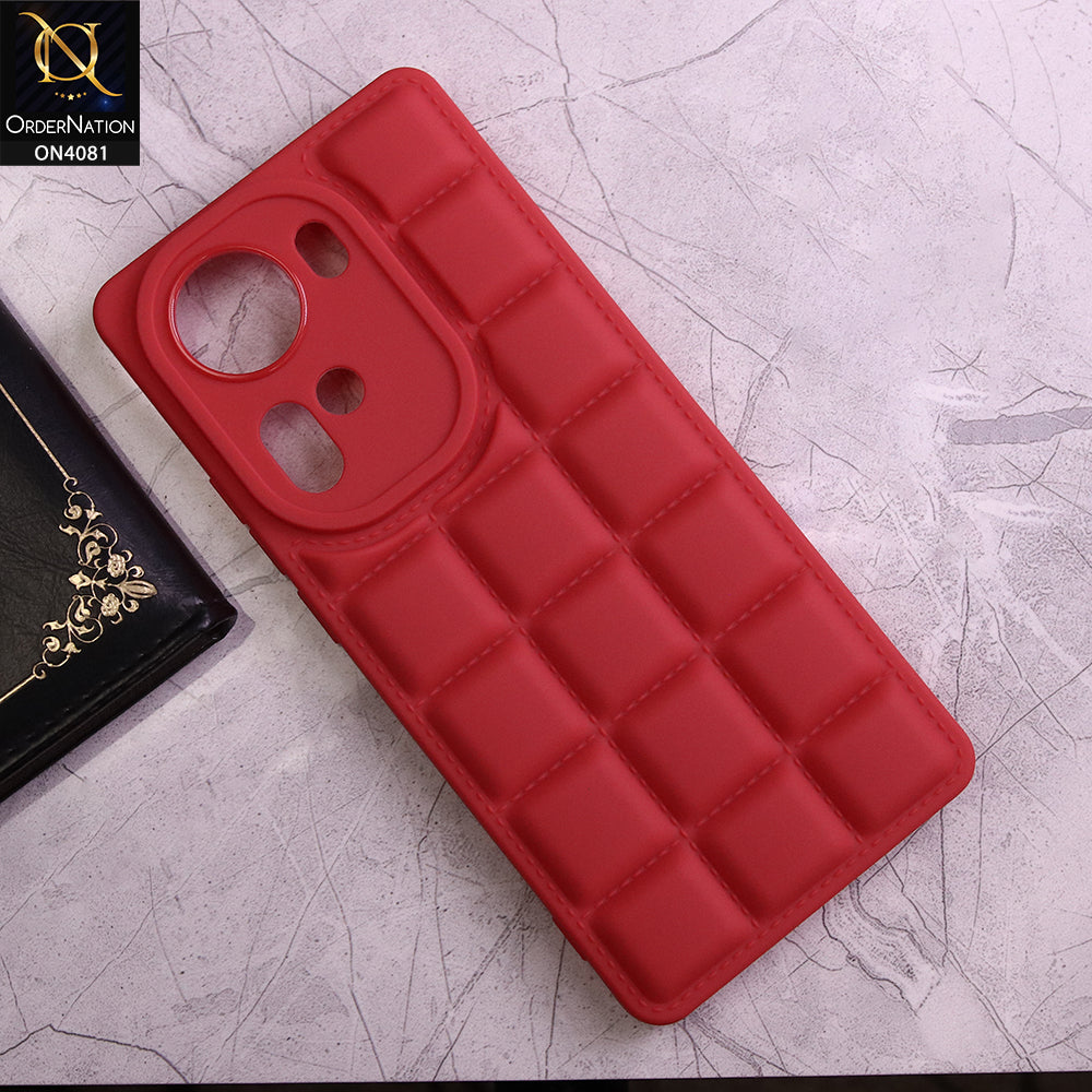 Oppo Reno 11 Cover - Red - New Soft Silicon Fashion Case With Fancy Camera Ring & Logo Hole