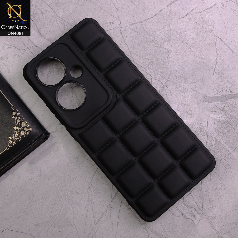 Oppo Reno 11F Cover - Black - New Soft Silicon Fashion Case With Fancy Camera Ring & Logo Hole