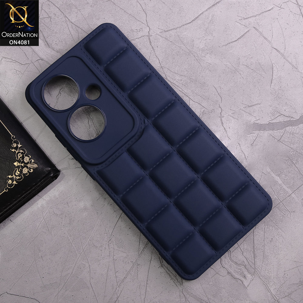 Oppo Reno 11F Cover - Blue - New Soft Silicon Fashion Case With Fancy Camera Ring & Logo Hole
