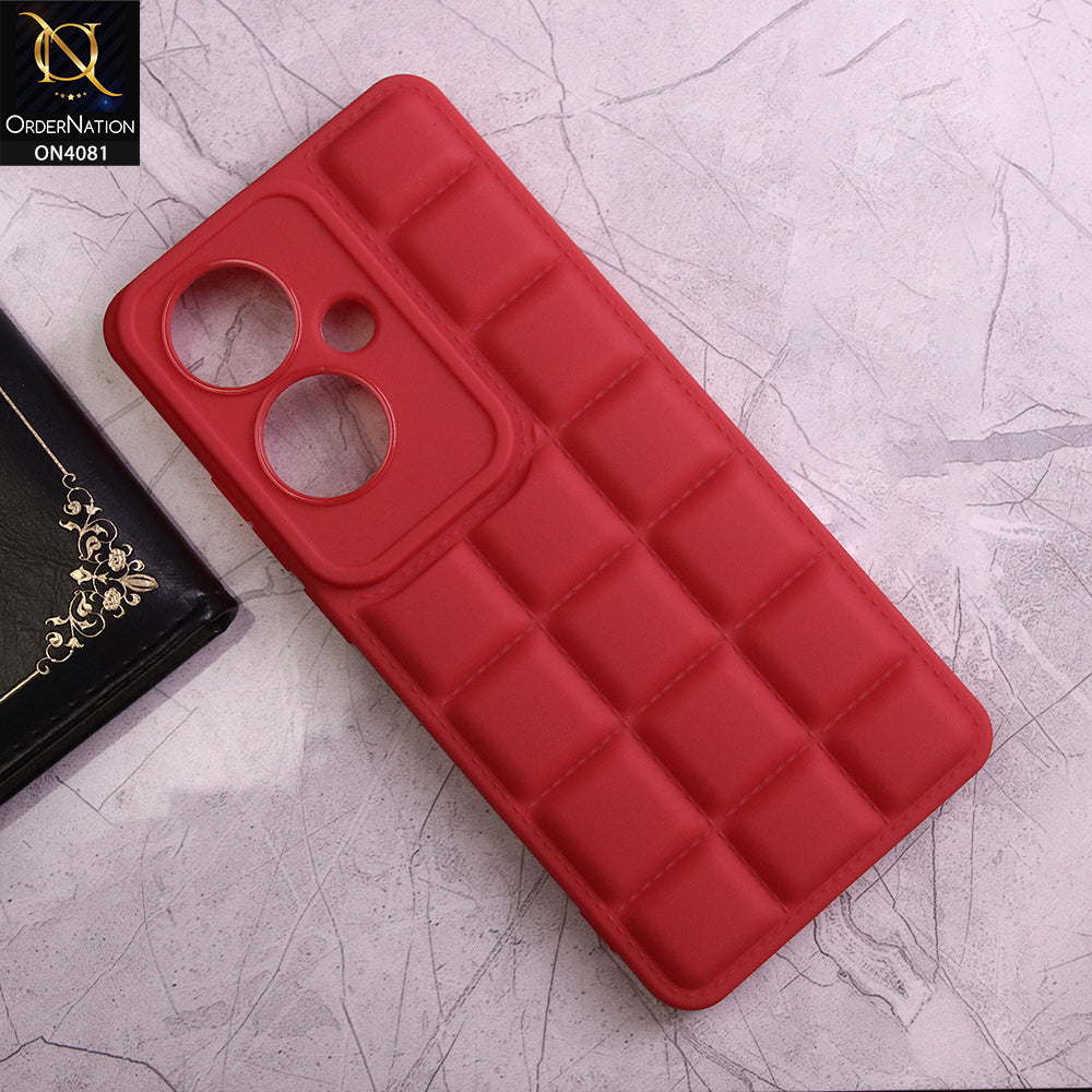 Oppo Reno 11F Cover - Red - New Soft Silicon Fashion Case With Fancy Camera Ring & Logo Hole