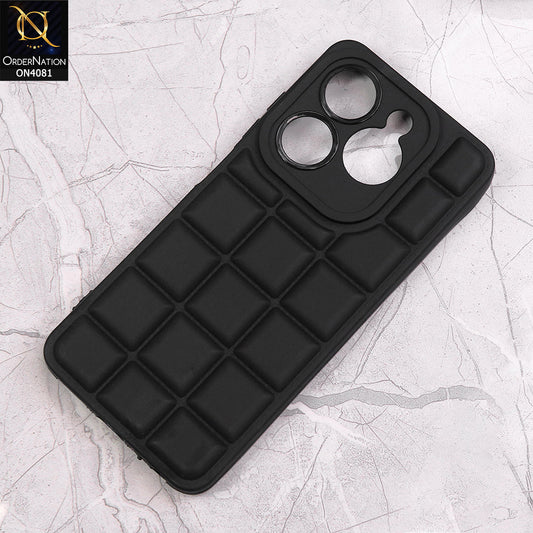 Infinix Hot 40i Cover - Black - New Soft Silicon Fashion Case With Fancy Camera Ring & Logo Hole