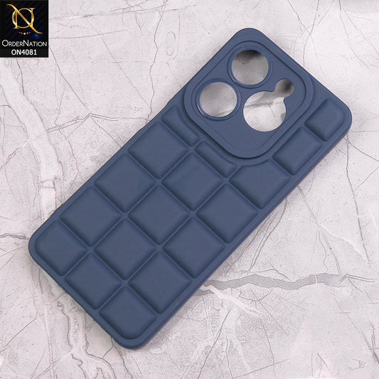 Infinix Hot 40i Cover - Blue - New Soft Silicon Fashion Case With Fancy Camera Ring & Logo Hole