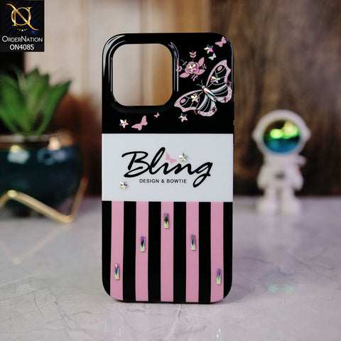 iPhone 15 Pro Max - Design 1 - Simple Pattern With Luxurious Crystal Diamonds, Sparkling And Elegant