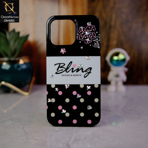 iPhone 15 Pro Max - Design 2 - Simple Pattern With Luxurious Crystal Diamonds, Sparkling And Elegant