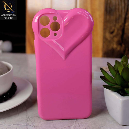 iPhone 11 Pro Cover - Pink - Love Heart Shape Cute Glossy Soft Tpu Shockproof Case