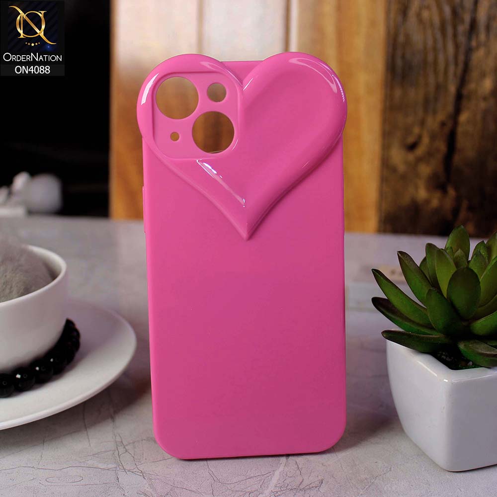 iPhone 14 Cover - Pink - Love Heart Shape Cute Glossy Soft Tpu Shockproof Case