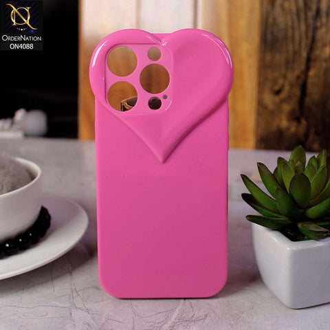 iPhone 14 Pro Max Cover - Pink - Love Heart Shape Cute Glossy Soft Tpu Shockproof Case