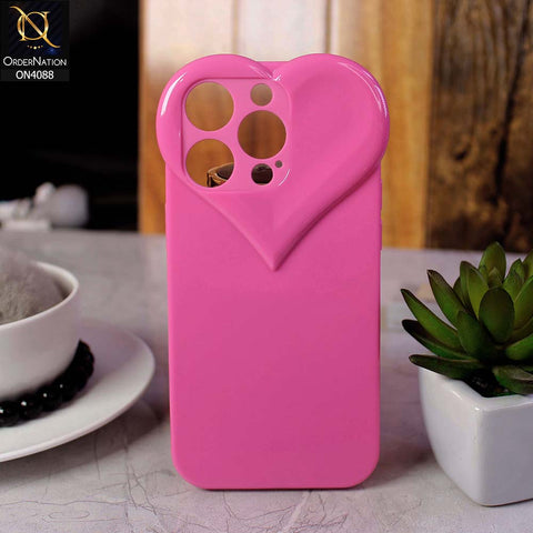 iPhone 15 Pro Cover - Pink - Love Heart Shape Cute Glossy Soft Tpu Shockproof Case