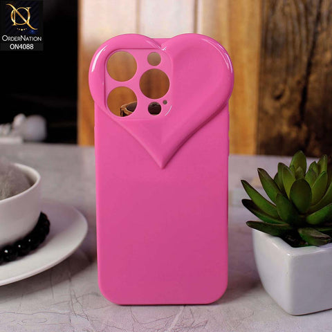 iPhone 15 Pro Max Cover - Pink - Love Heart Shape Cute Glossy Soft Tpu Shockproof Case