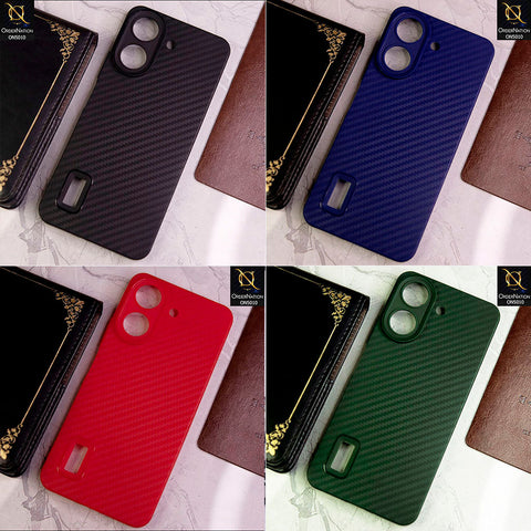 Xiaomi Poco C65 Cover - Blue- New Carbon Fiber Ultra Thin Matte Soft Case With Logo Hole