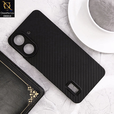 Xiaomi Poco C65 Cover - Black- New Carbon Fiber Ultra Thin Matte Soft Case With Logo Hole